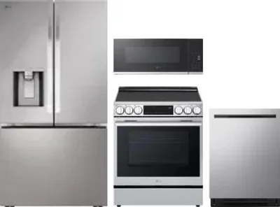 4 Piece Package Includes Refrigerator, Range, Microwave And Dishwasher