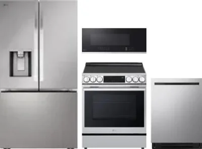 4 Piece Package Includes Refrigerator, Range, Microwave And Dishwasher