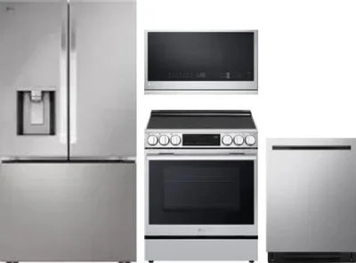 4 Piece Package Includes Refrigerator, Range, Microwave And Dishwasher
