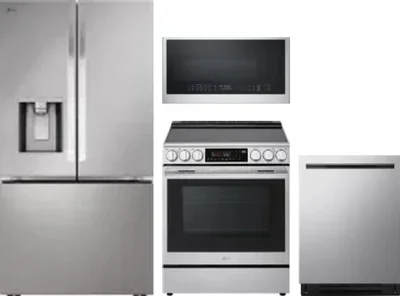 4 Piece Package Includes Refrigerator, Range, Microwave And Dishwasher
