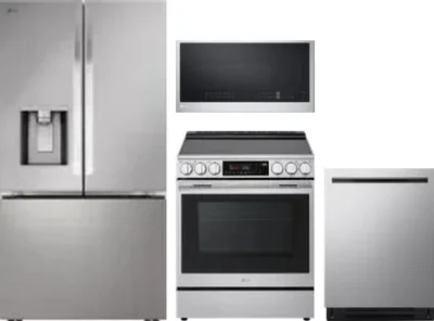 4 Piece Package Includes Refrigerator, Range, Microwave And Dishwasher