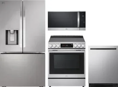 4 Piece Package Includes Refrigerator, Range, Microwave And Dishwasher