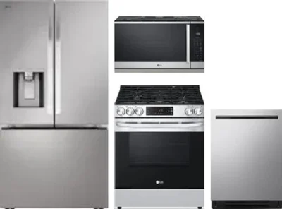 4 Piece Package Includes Refrigerator, Range, Microwave And Dishwasher