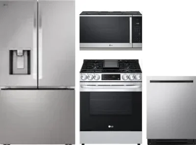 4 Piece Package Includes Refrigerator, Range, Microwave And Dishwasher