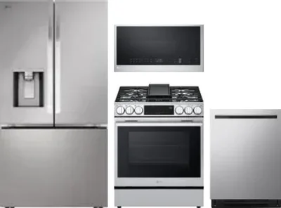 4 Piece Package Includes Refrigerator, Range, Microwave And Dishwasher