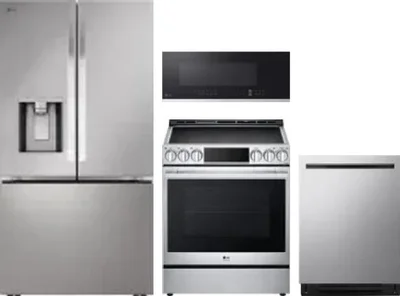 4 Piece Package Includes Refrigerator, Range, Microwave And Dishwasher