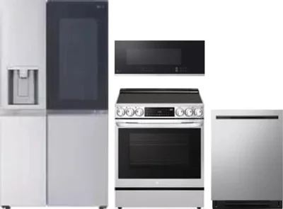 4 Piece Package Includes Refrigerator, Range, Microwave And Dishwasher