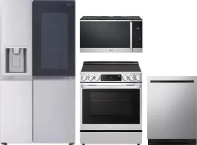 4 Piece Package Includes Refrigerator, Range, Microwave And Dishwasher