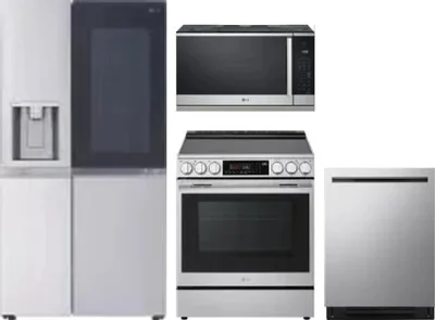 4 Piece Package Includes Refrigerator, Range, Microwave And Dishwasher