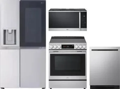 4 Piece Package Includes Refrigerator, Range, Microwave And Dishwasher