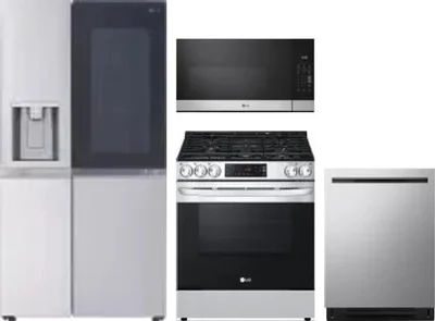 4 Piece Package Includes Refrigerator, Range, Microwave And Dishwasher