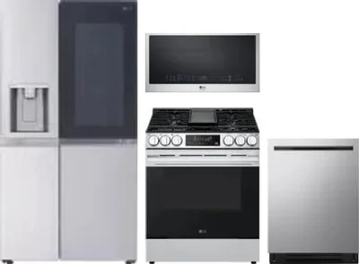 4 Piece Package Includes Refrigerator, Range, Microwave And Dishwasher