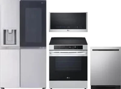 4 Piece Package Includes Refrigerator, Range, Microwave And Dishwasher
