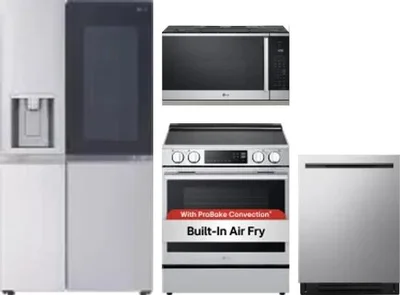 4 Piece Package Includes Refrigerator, Range, Microwave And Dishwasher