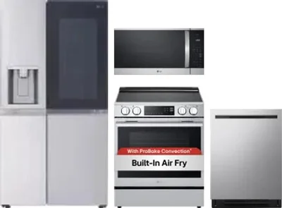4 Piece Package Includes Refrigerator, Range, Microwave And Dishwasher