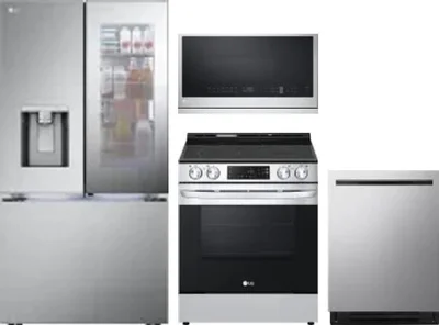 4 Piece Package Includes Refrigerator, Range, Microwave And Dishwasher
