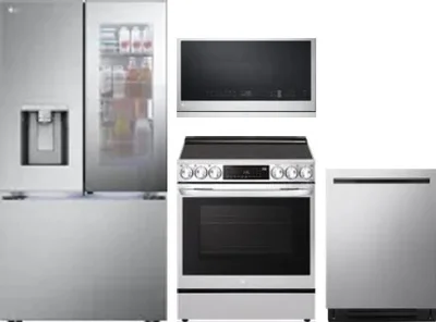 4 Piece Package Includes Refrigerator, Range, Microwave And Dishwasher