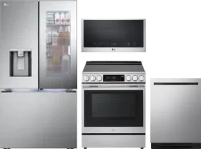 4 Piece Package Includes Refrigerator, Range, Microwave And Dishwasher