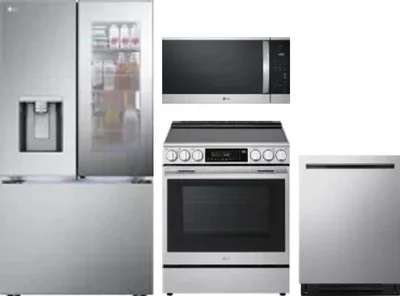4 Piece Package Includes Refrigerator, Range, Microwave And Dishwasher