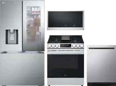 4 Piece Package Includes Refrigerator, Range, Microwave And Dishwasher