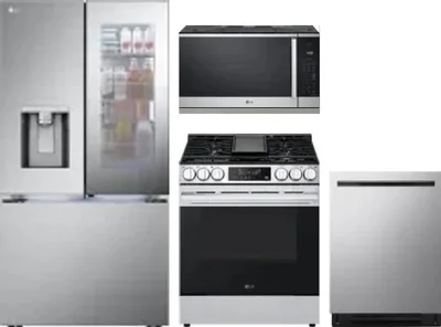 4 Piece Package Includes Refrigerator, Range, Microwave And Dishwasher