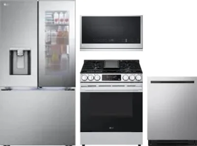 4 Piece Package Includes Refrigerator, Range, Microwave And Dishwasher
