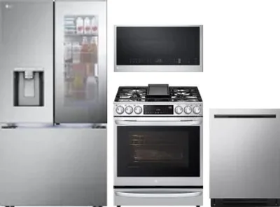 4 Piece Package Includes Refrigerator, Range, Microwave And Dishwasher