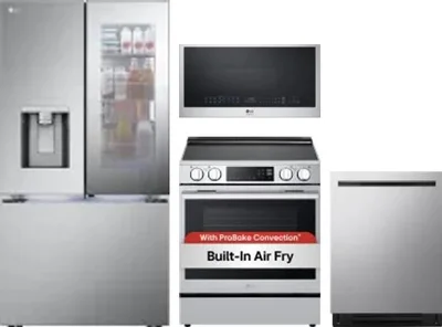 4 Piece Package Includes Refrigerator, Range, Microwave And Dishwasher