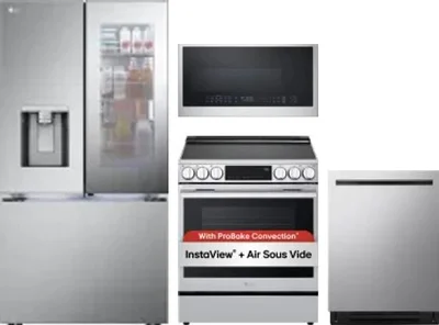 4 Piece Package Includes Refrigerator, Range, Microwave And Dishwasher