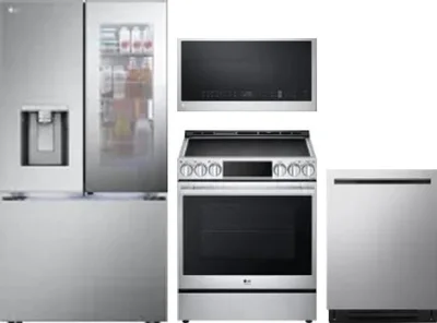 4 Piece Package Includes Refrigerator, Range, Microwave And Dishwasher