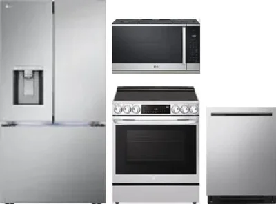 4 Piece Package Includes Refrigerator, Range, Microwave And Dishwasher
