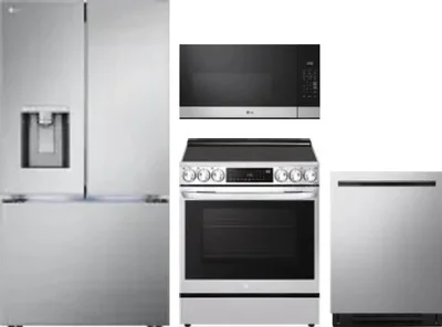4 Piece Package Includes Refrigerator, Range, Microwave And Dishwasher