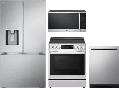 4 Piece Package Includes Refrigerator, Range, Microwave And Dishwasher