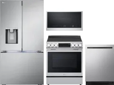 4 Piece Package Includes Refrigerator, Range, Microwave And Dishwasher