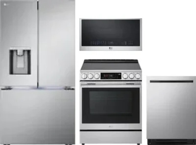 4 Piece Package Includes Refrigerator, Range, Microwave And Dishwasher
