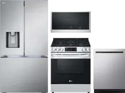 4 Piece Package Includes Refrigerator, Range, Microwave And Dishwasher