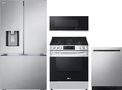 4 Piece Package Includes Refrigerator, Range, Microwave And Dishwasher
