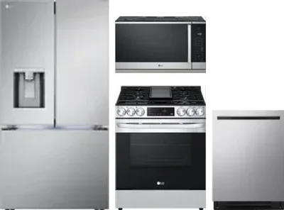 4 Piece Package Includes Refrigerator, Range, Microwave And Dishwasher