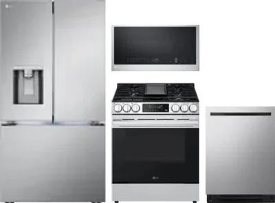4 Piece Package Includes Refrigerator, Range, Microwave And Dishwasher