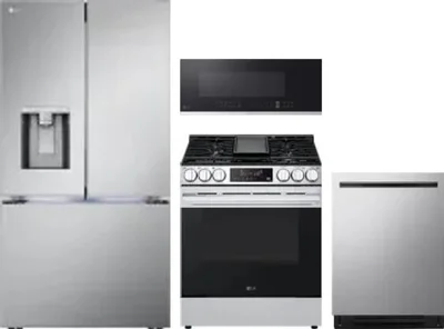 4 Piece Package Includes Refrigerator, Range, Microwave And Dishwasher