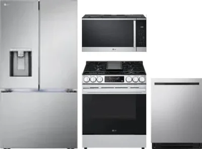 4 Piece Package Includes Refrigerator, Range, Microwave And Dishwasher