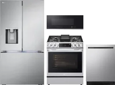 4 Piece Package Includes Refrigerator, Range, Microwave And Dishwasher
