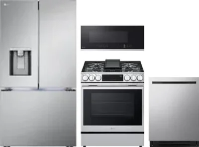 4 Piece Package Includes Refrigerator, Range, Microwave And Dishwasher