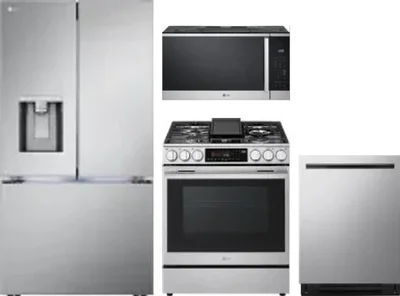 4 Piece Package Includes Refrigerator, Range, Microwave And Dishwasher