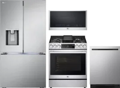 4 Piece Package Includes Refrigerator, Range, Microwave And Dishwasher