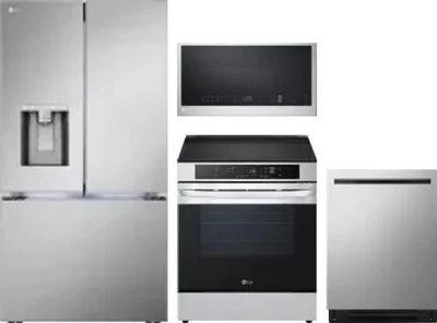4 Piece Package Includes Refrigerator, Range, Microwave And Dishwasher