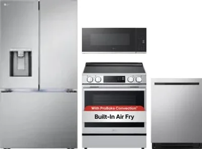 4 Piece Package Includes Refrigerator, Range, Microwave And Dishwasher