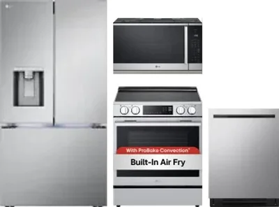 4 Piece Package Includes Refrigerator, Range, Microwave And Dishwasher