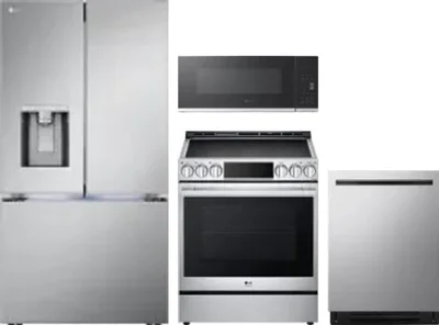 4 Piece Package Includes Refrigerator, Range, Microwave And Dishwasher