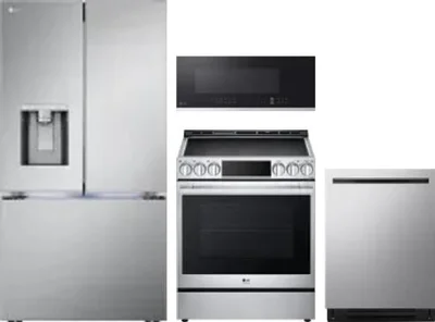 4 Piece Package Includes Refrigerator, Range, Microwave And Dishwasher